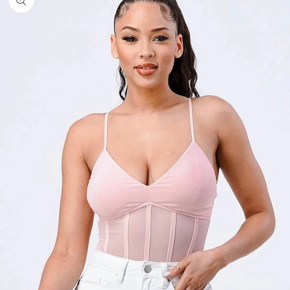 NWT SIZE L PINK MESH BODYSUIT